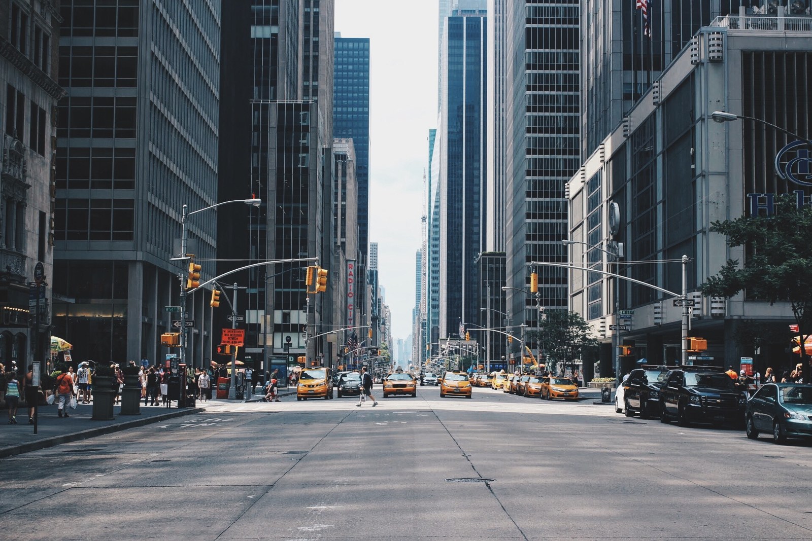 City architecture and a broad avenue